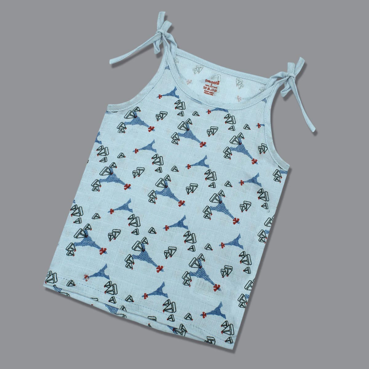 Born Babies Baby Boy & Baby Girl Organic cotton Printed Sleeveless Knotted Jabla - (Pack Of 3)