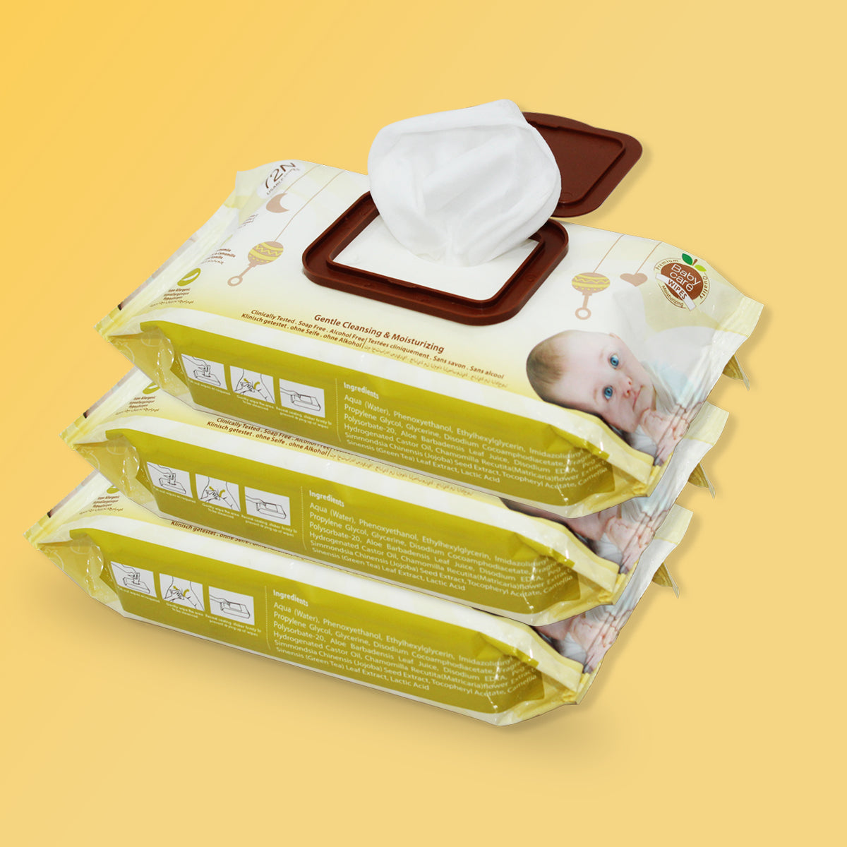 Born Babies Baby Moisturizing Wet Wipes With Fragrance with lid (72 Pcs)