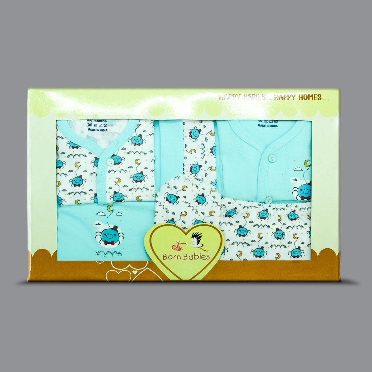 Born Babies Premium 7 PIECE GIFT SET for Newborn Babies - Blue