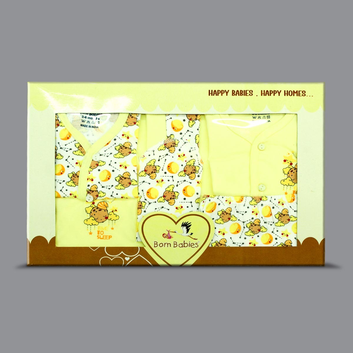 Born Babies Premium 7 PIECE GIFT SET for Newborn Babies - Light Yellow