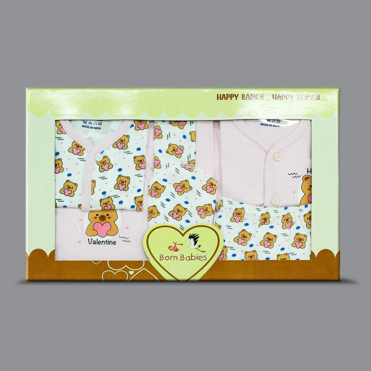 Born Babies Premium 7 PIECE GIFT SET for Newborn Babies - Light Pink