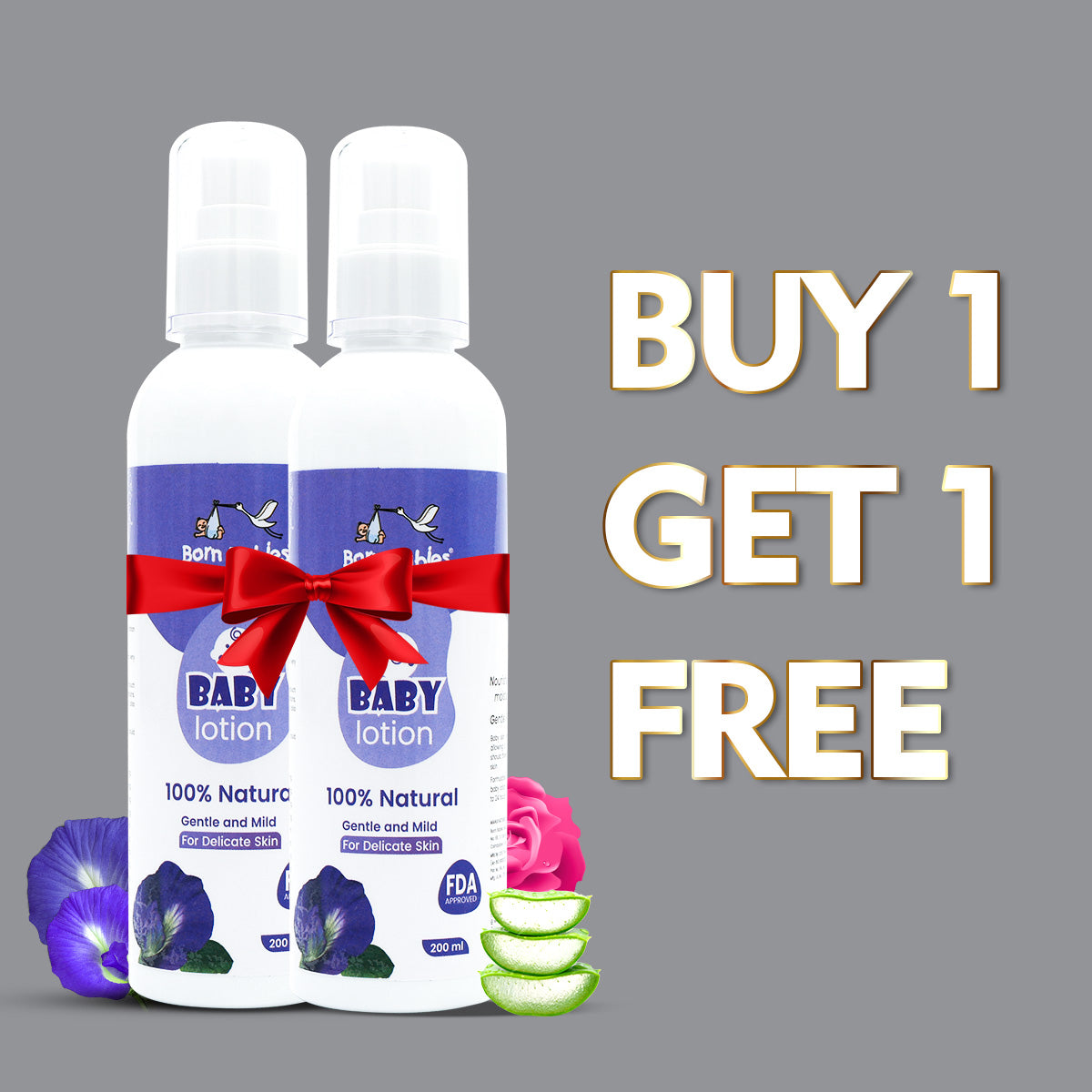 Born Babies Baby Natural Body Lotion Combo (2PCS) - 200ML (Buy 1 Get 1 Free)