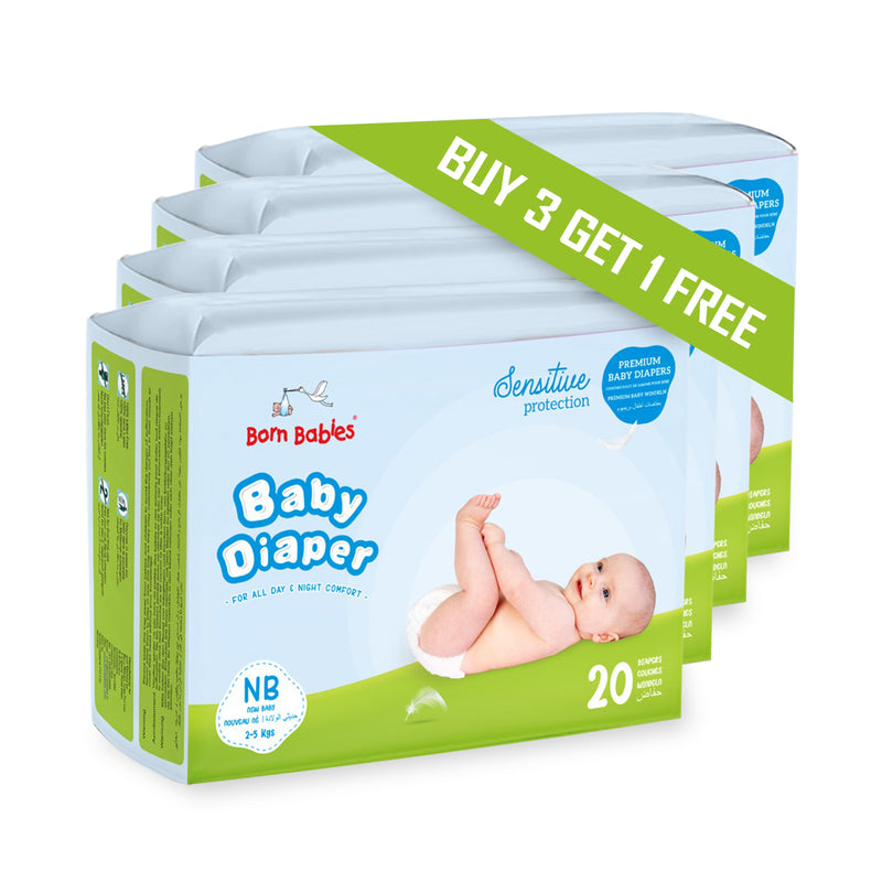 Born Babies Baby Tape Diaper Three Layer Leakage Protection High Absorb (Per Pack 20 Pieces)