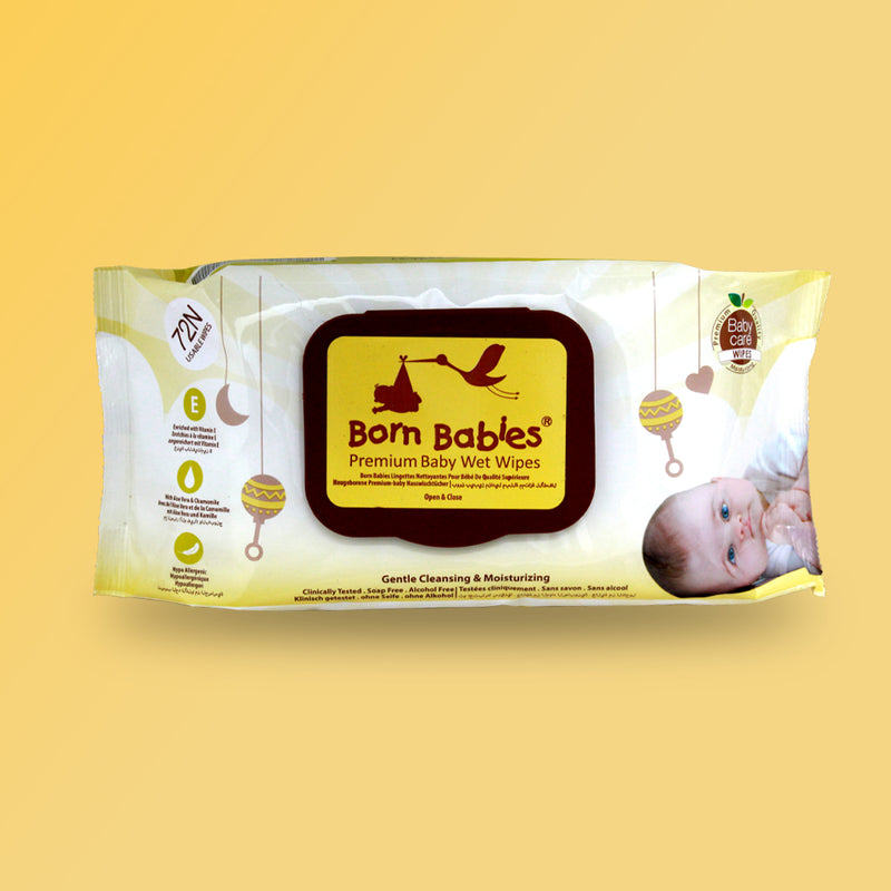 Born Babies Baby Moisturizing Wet Wipes With Fragrance with lid (72 Pcs)