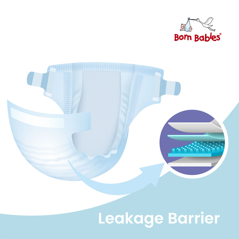 Born Babies Baby Tape Diaper Three Layer Leakage Protection High Absorb (Per Pack 18 Pieces)