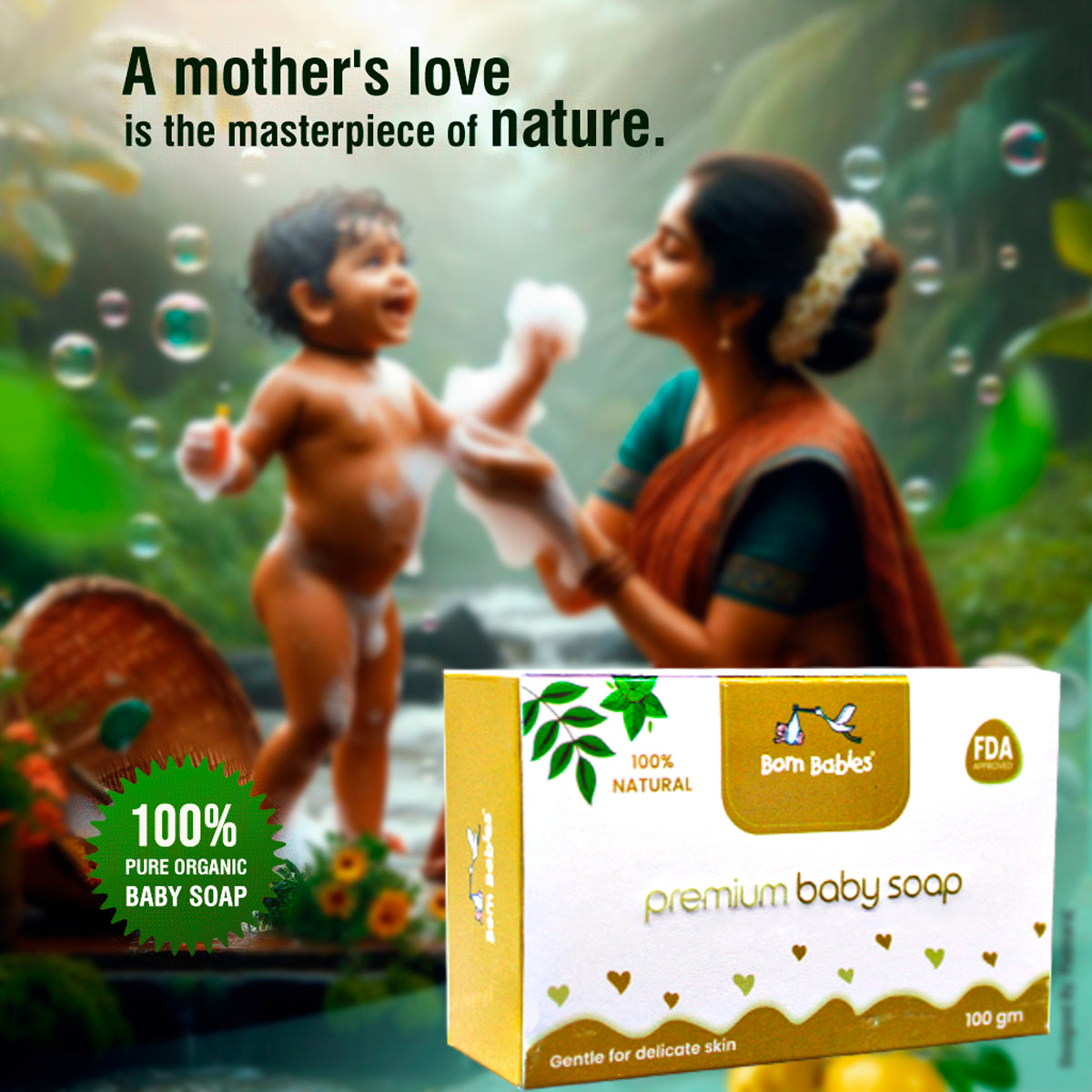 Born Babies 100% Natural Baby Soap - 100gm